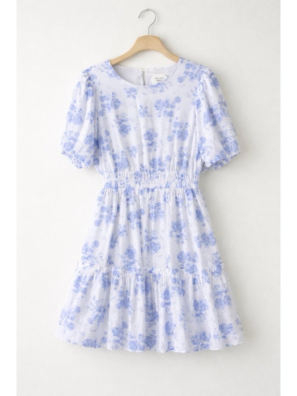 Hyacinth House Floral Tiered Mini Dress Size L Puff Sleeve Elastic Waist New